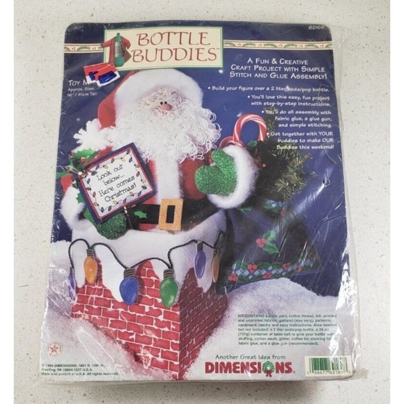 VTG Dimensions "Toy Man" Bottle Buddy Felt Applique Kit Santa Christmas #62169 - Picture 1 of 15